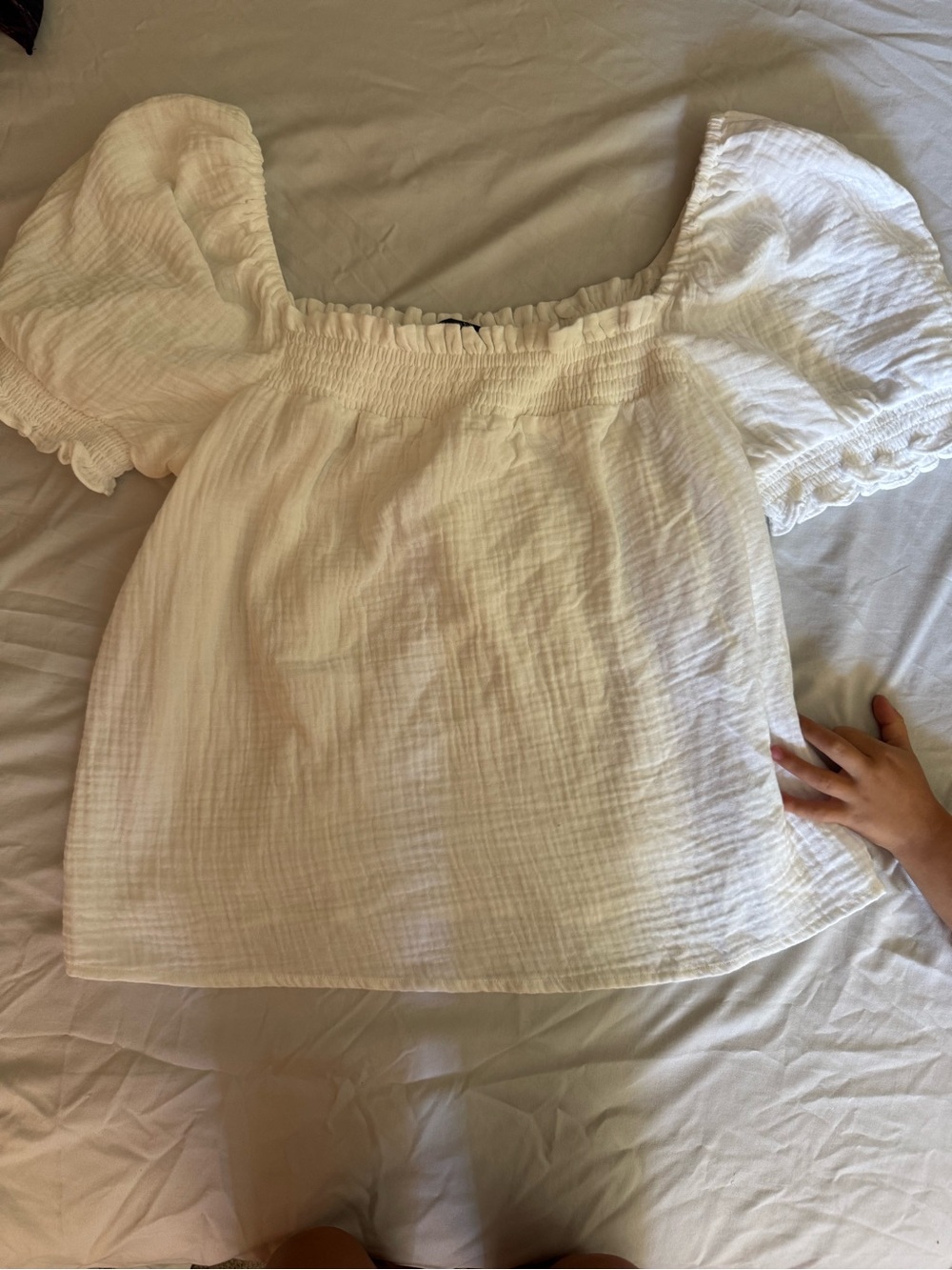 J. Crew Off-White Puff Sleeve Square Neck Blouse